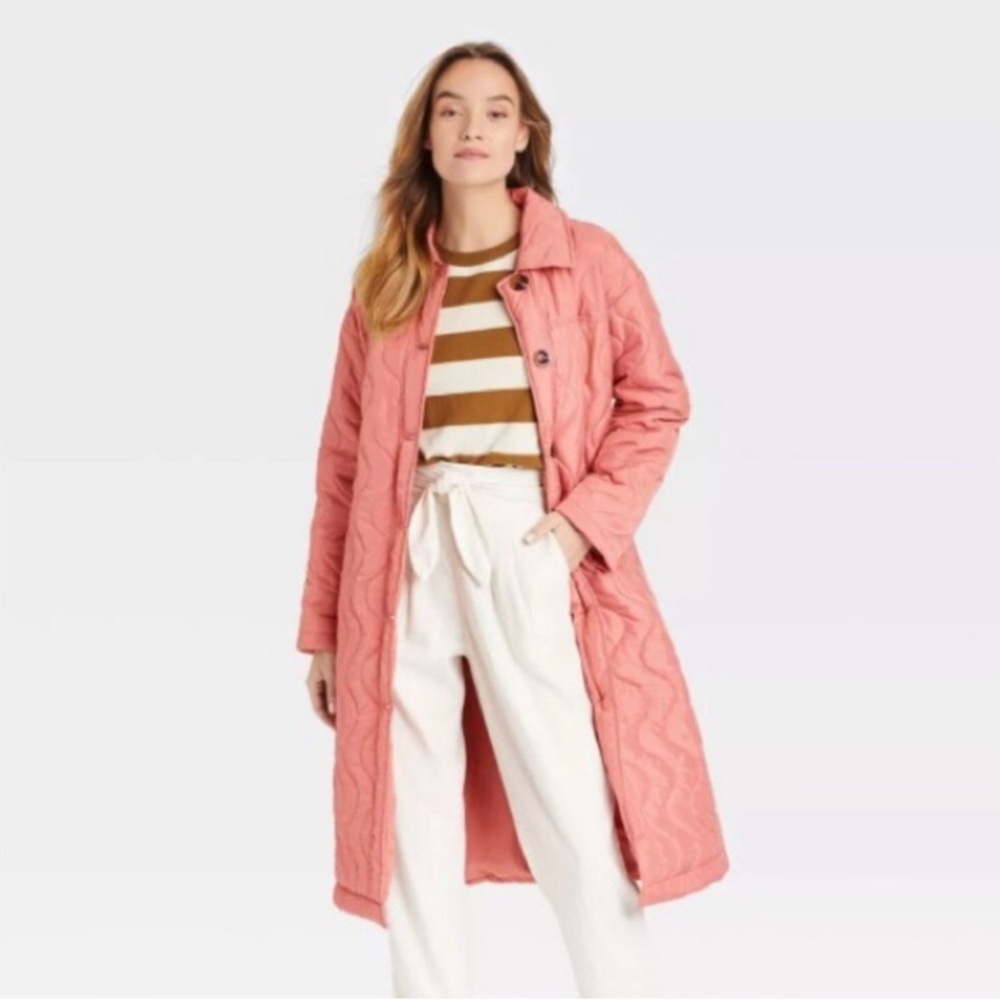 NWT Who What Wear - Coral Quilted Coat - Small